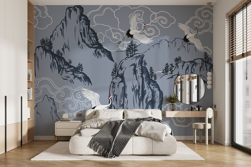 Cranes over mountains — interior 1