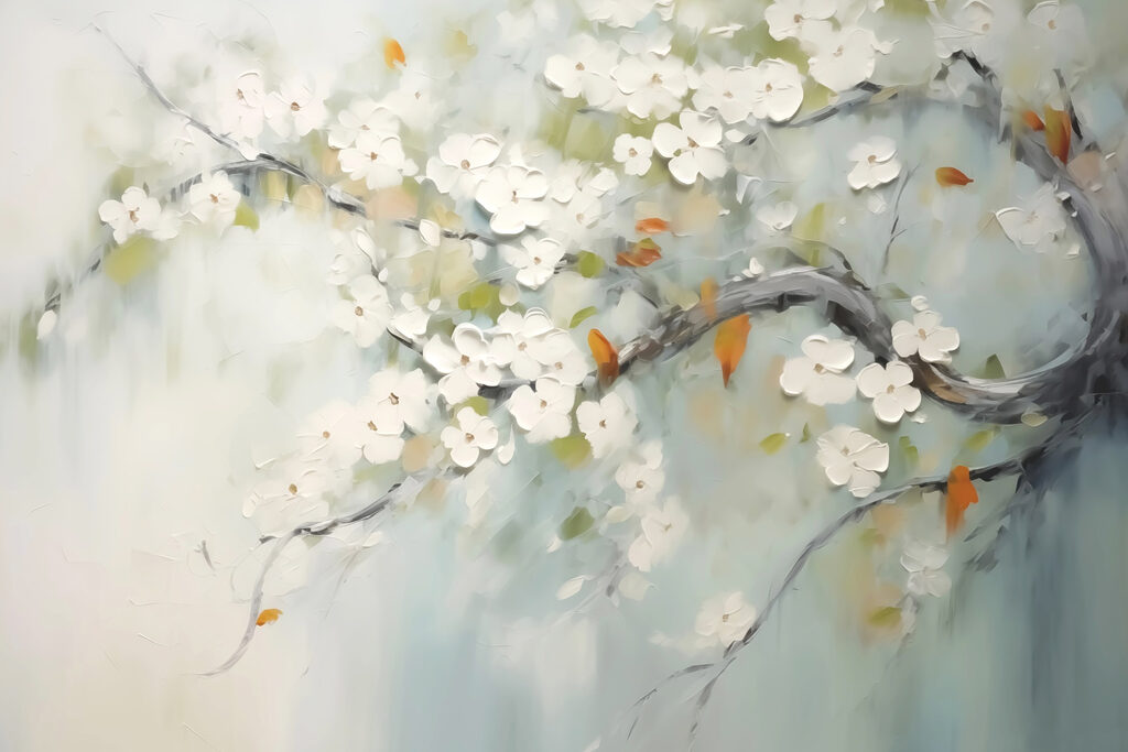 Painted white blossom — full design
