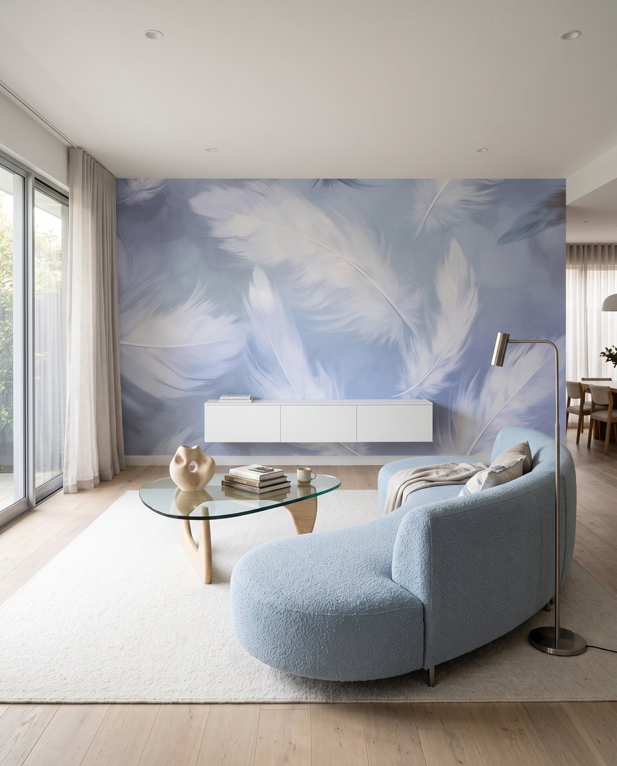 Feathers floating softly — interior 3