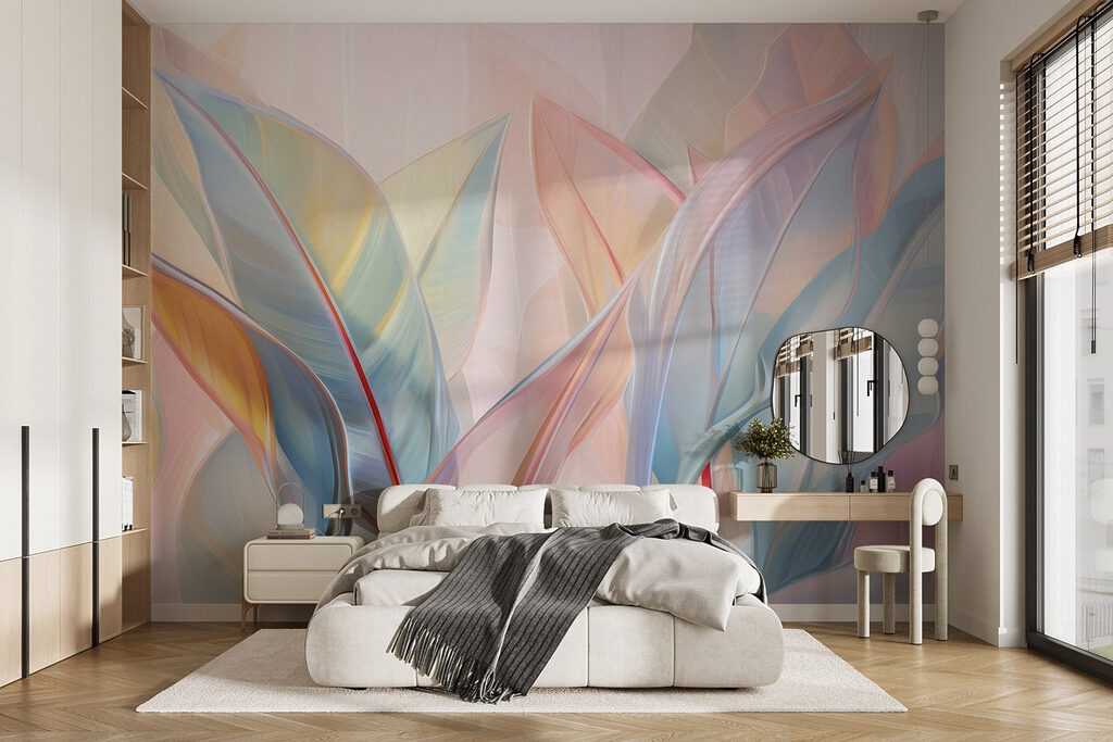 Overlapping leaves in pastel — interior 2