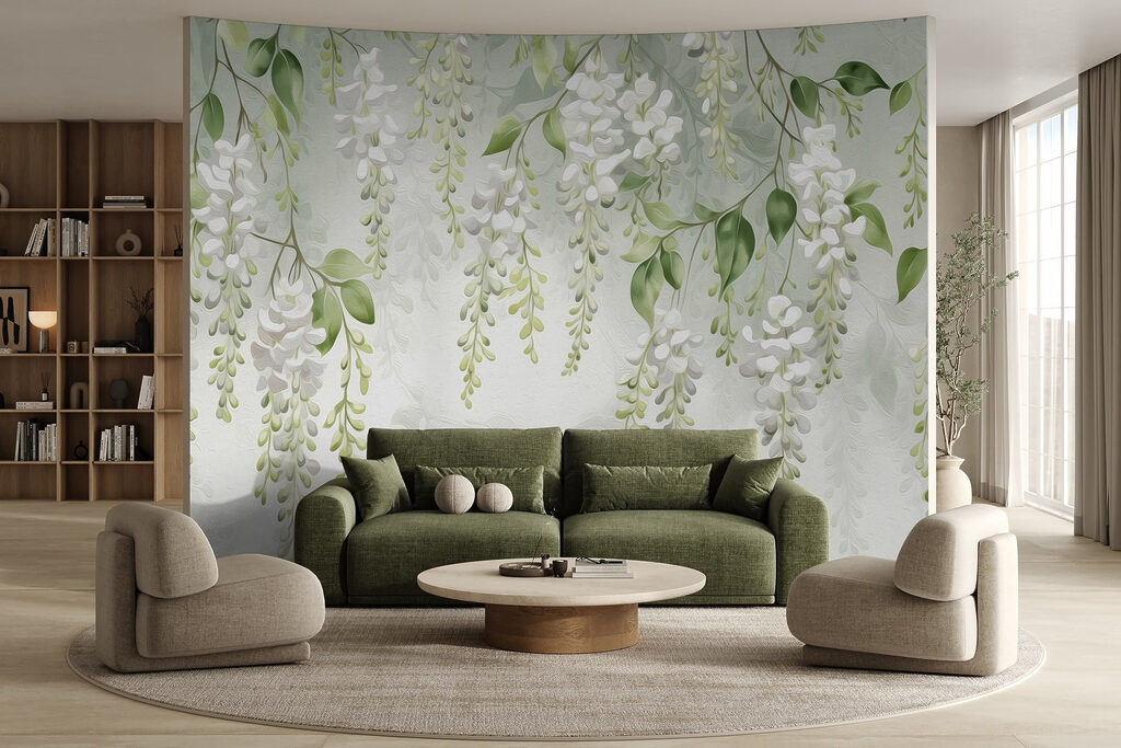 Hanging white flower clusters — interior 3