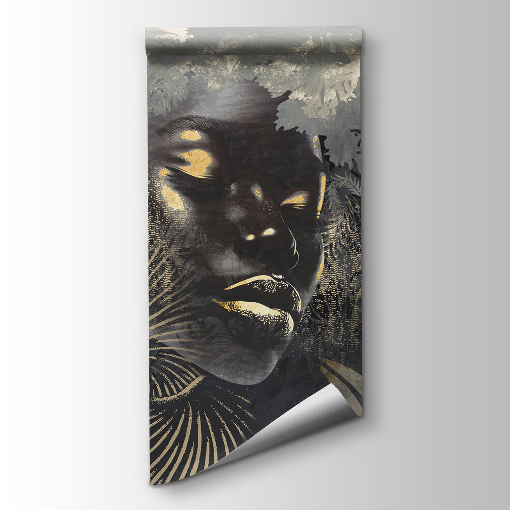 Face among jungle leaves — product view