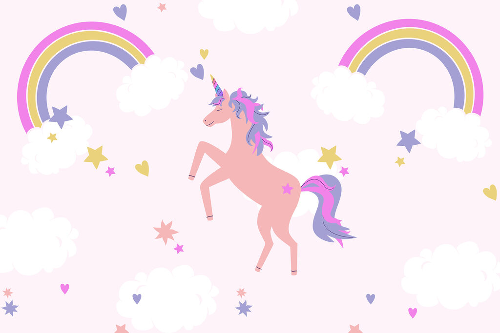 Unicorn between rainbows — full design