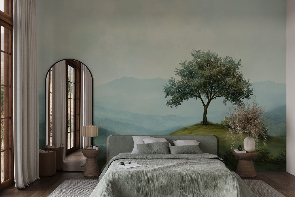Lone tree over hills — interior 1