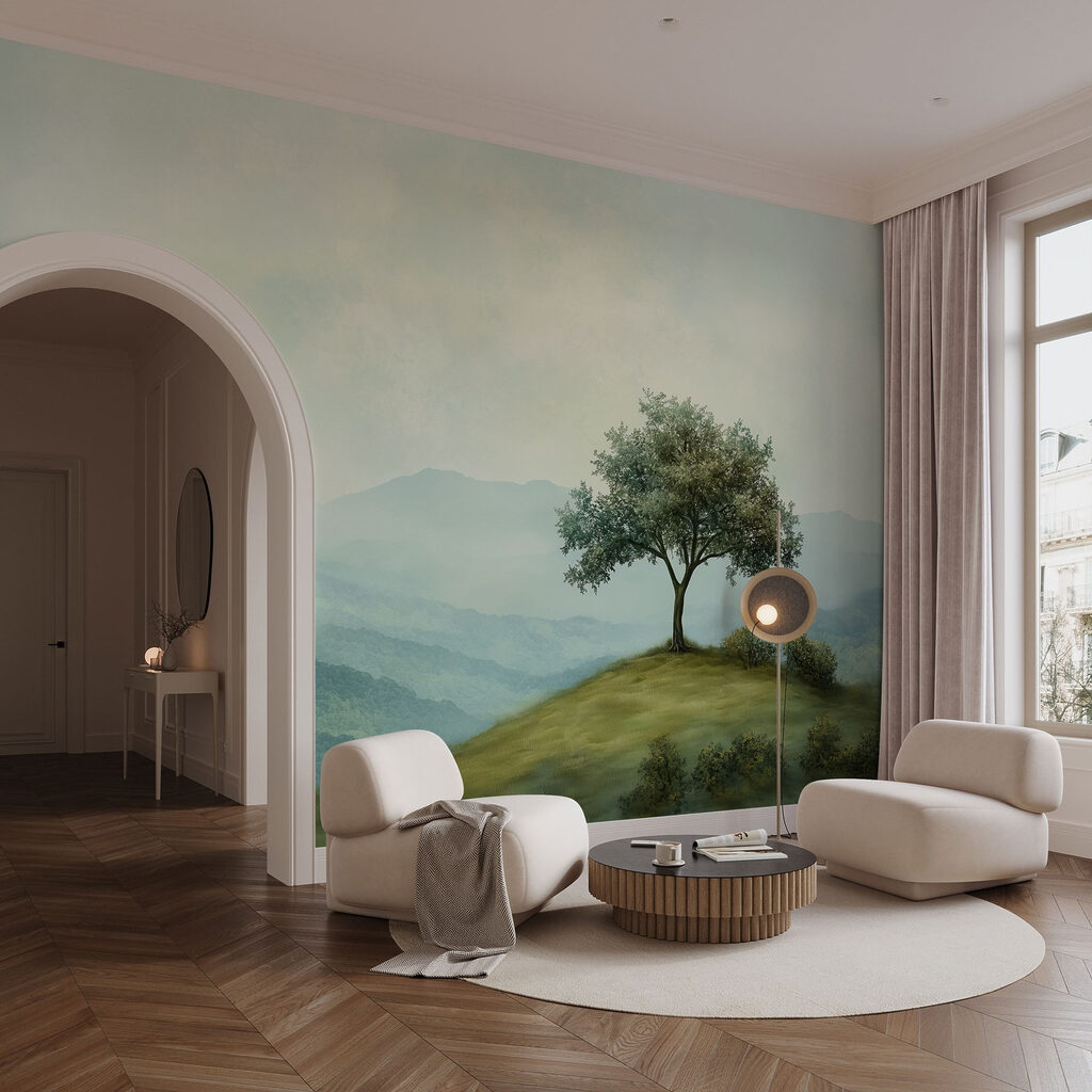 Lone tree over hills — interior 2