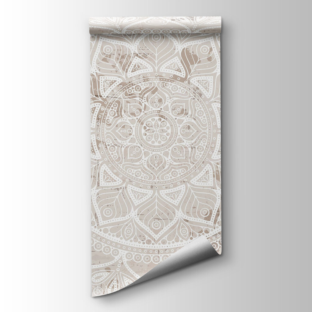White mandala on beige — product view