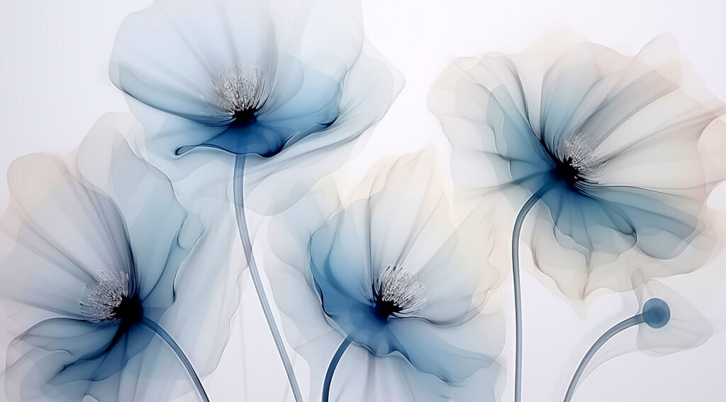 Deep blue flower hearts — full design