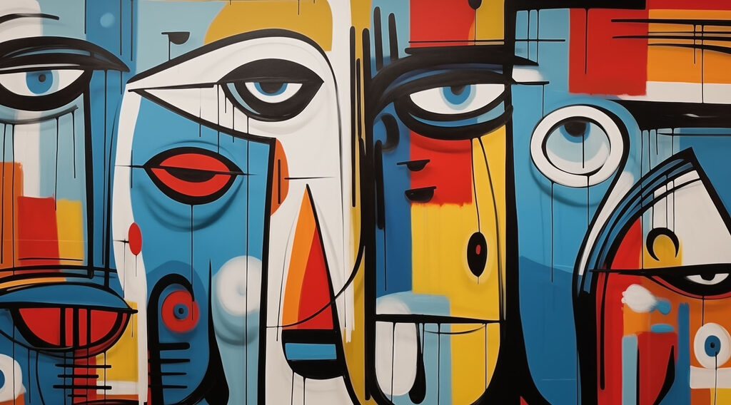 Stylised faces — full design