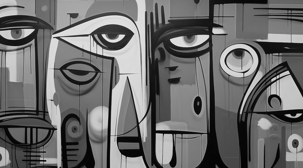 Faces in Bold Lines — full design