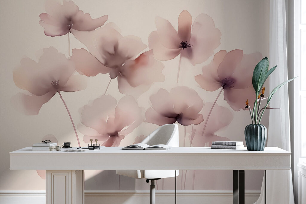 Pink flowers on stems — interior 2