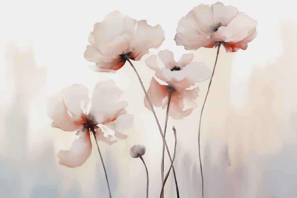 Soft flowers on cream — full design