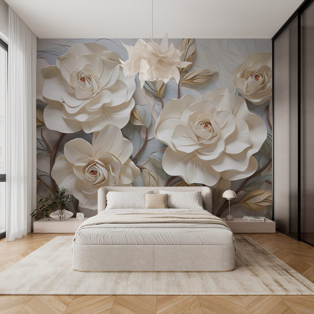 White roses and leaves — interior 1