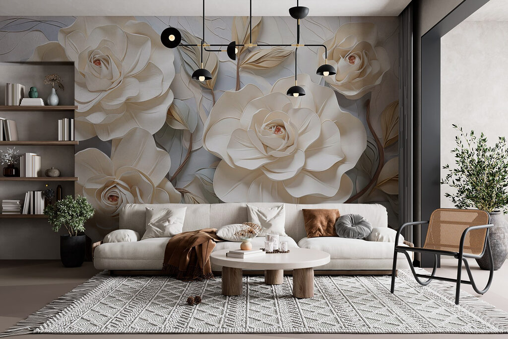 White roses and leaves — interior 2