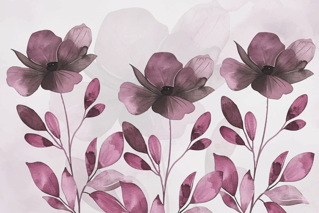 Flowers in Deep Watercolour — full design
