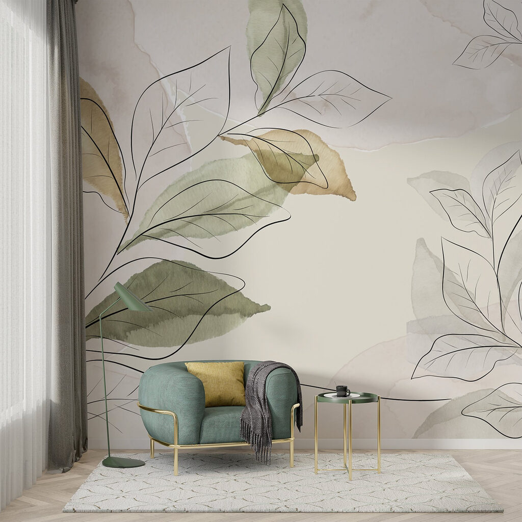 Leaves in pencil lines — interior 2