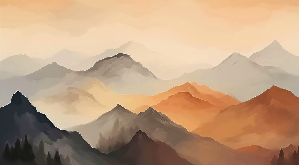 Mountain layers at dusk — full design