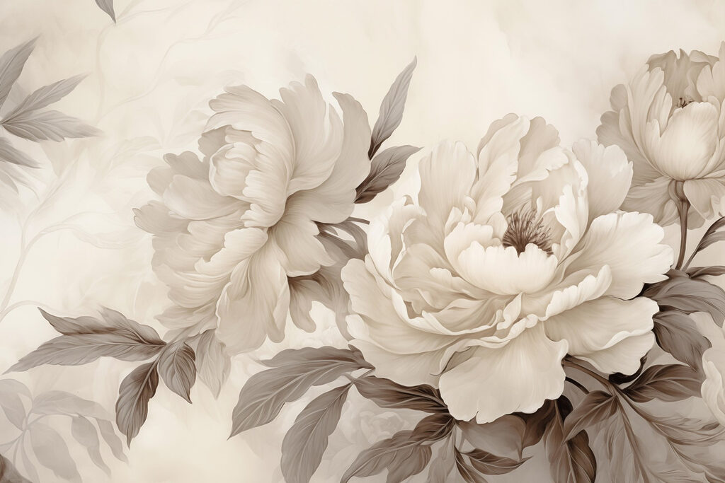 Peony in Sepia — full design