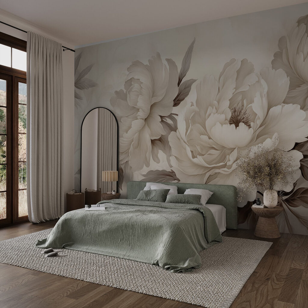 Peony in Sepia in an interior