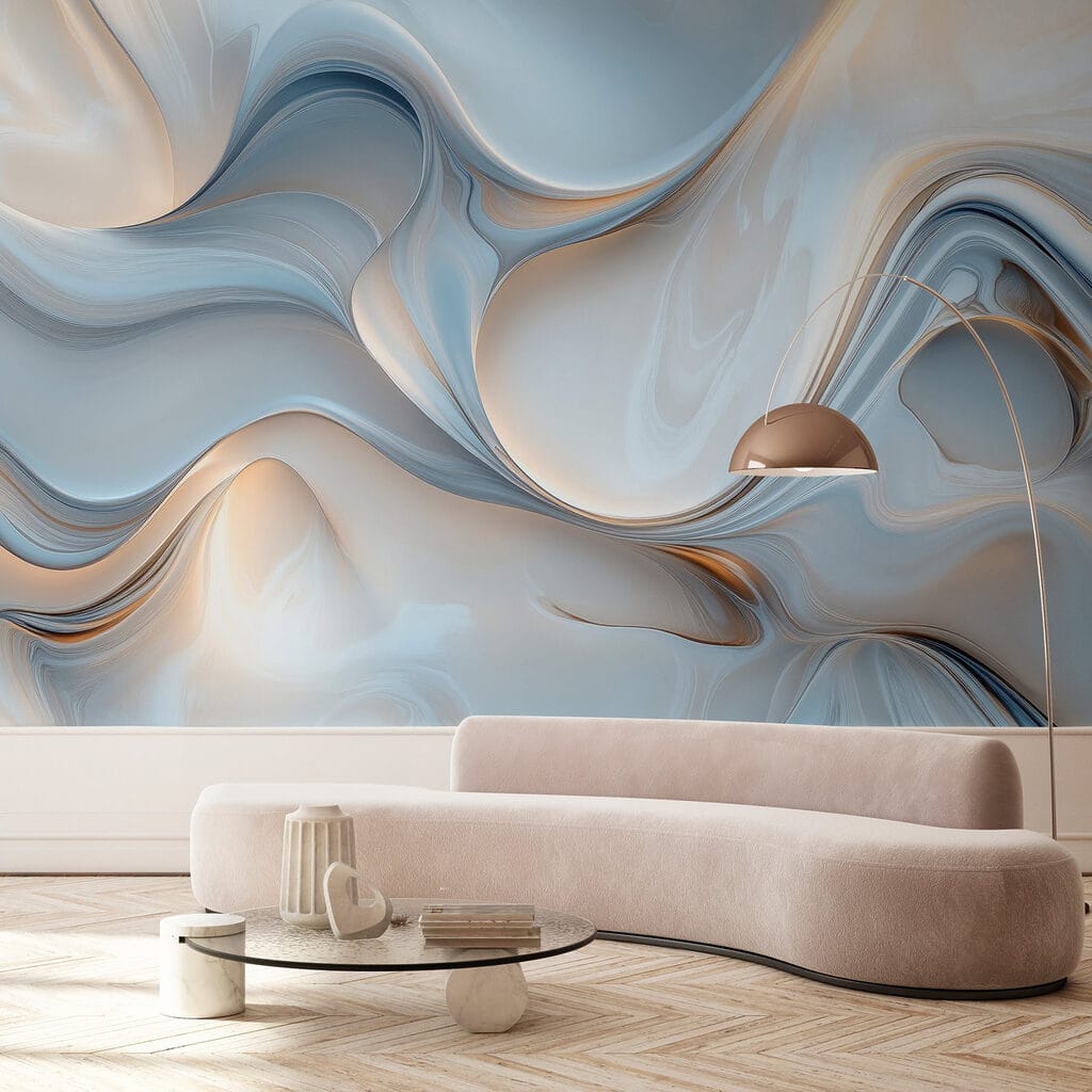 Blue waves with gold — interior 2