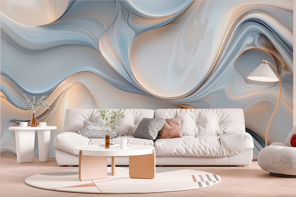 Blue waves with gold — interior 3