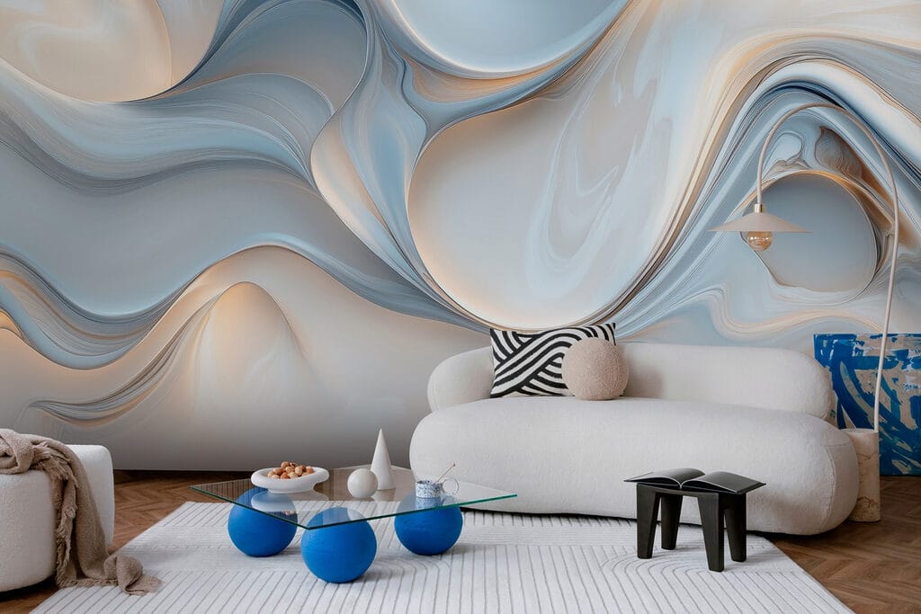 Blue waves with gold — interior 4