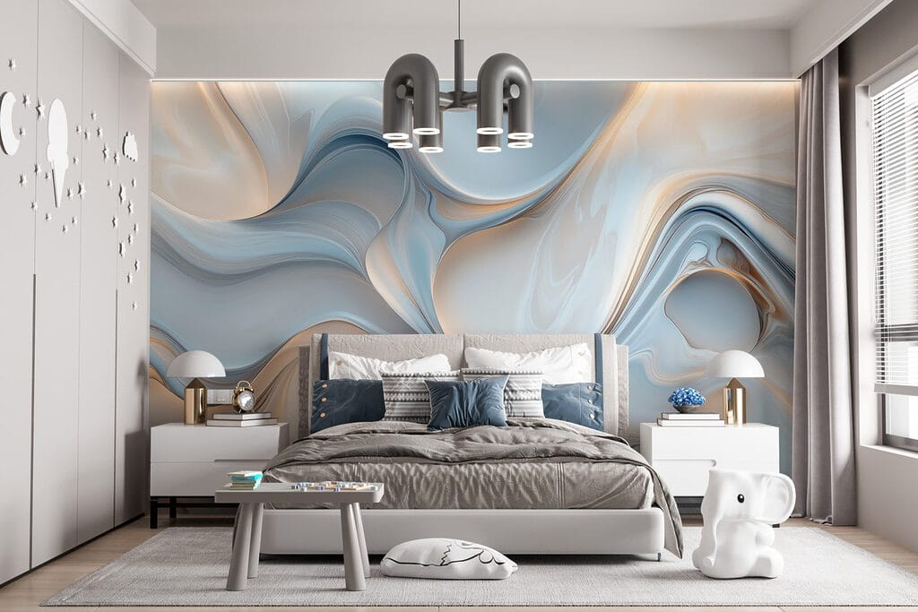 Blue waves with gold — interior 6