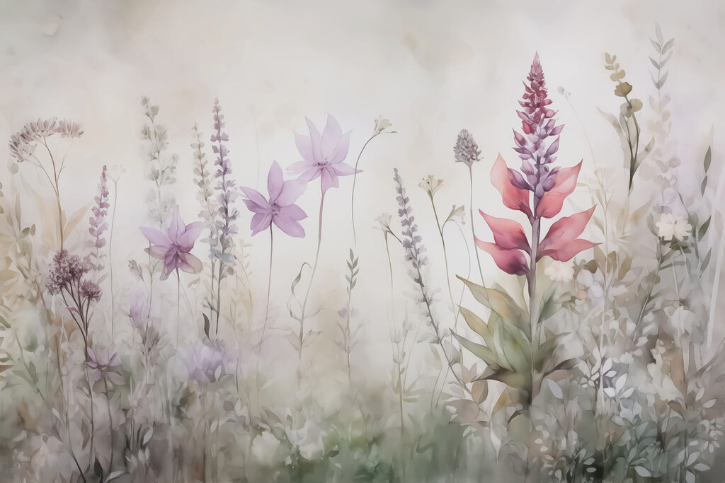 Pink meadow flowers — full design