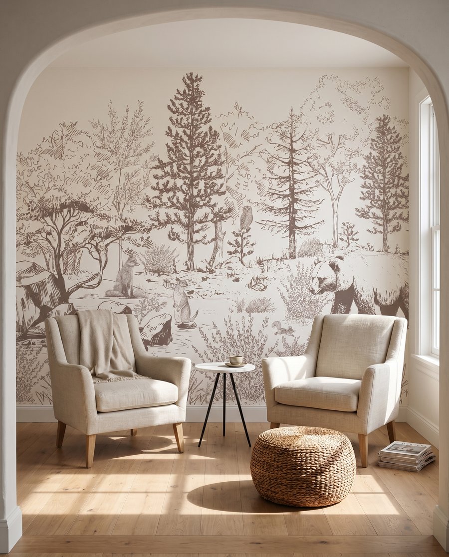 Bear in Woodland Etching — interior 1