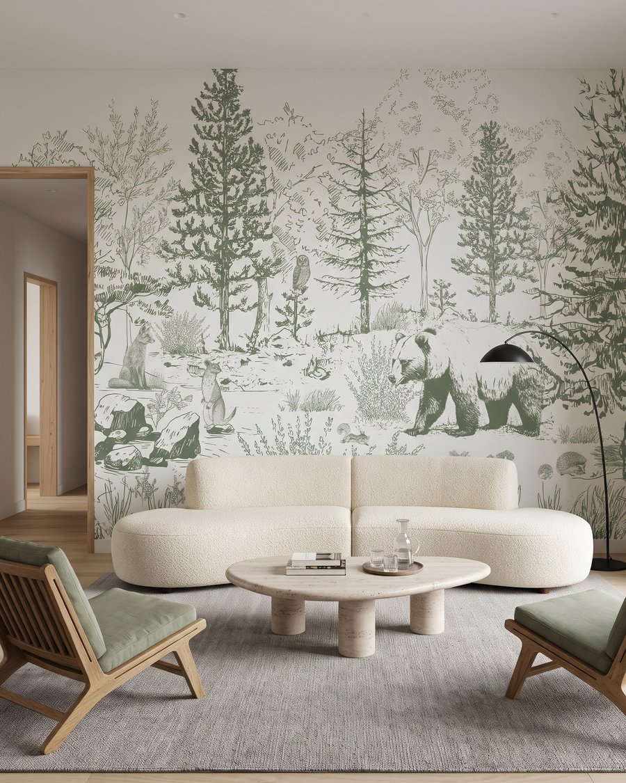 Bear in Woodland Etching — interior 1