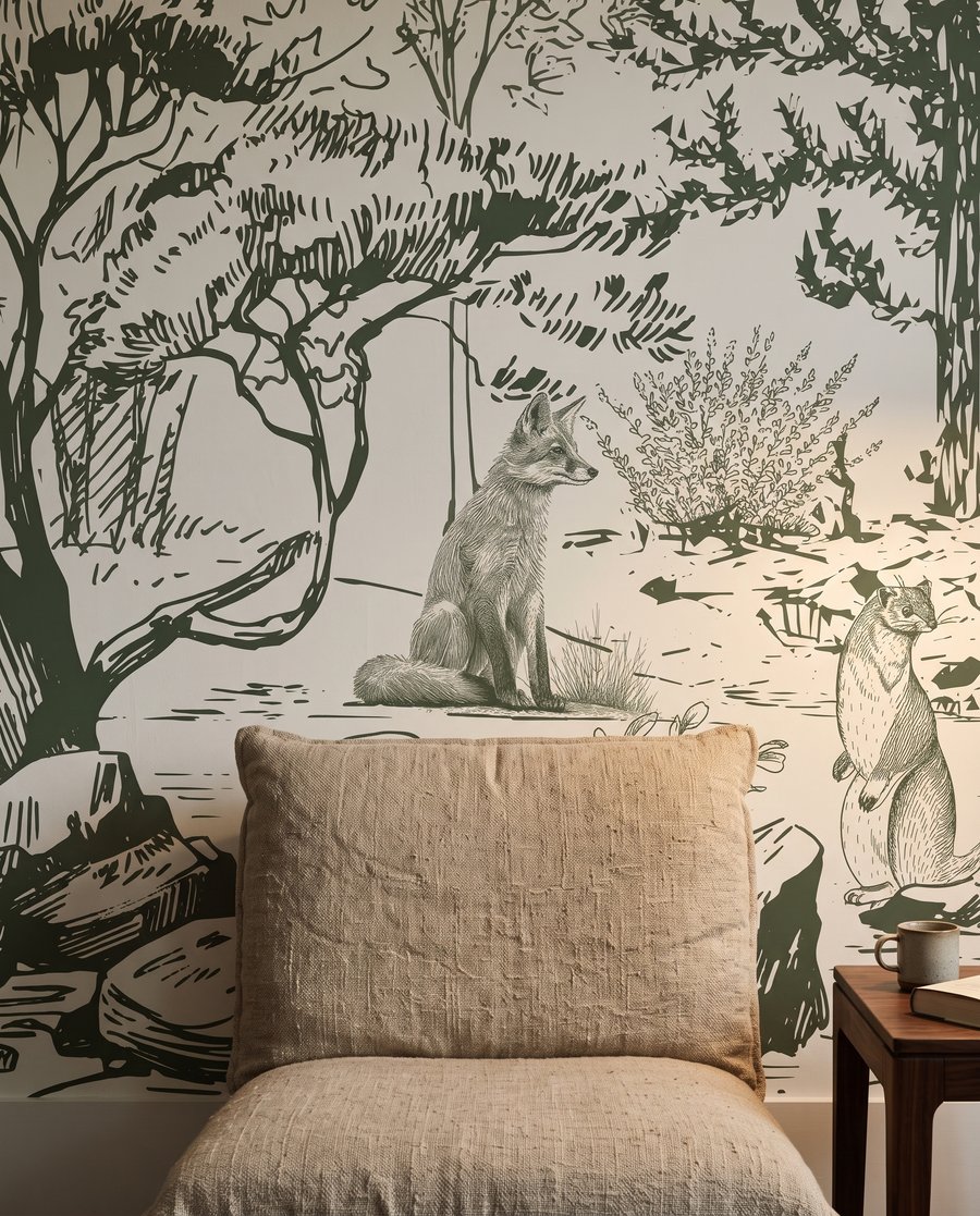 Bear in Woodland Etching — interior 3