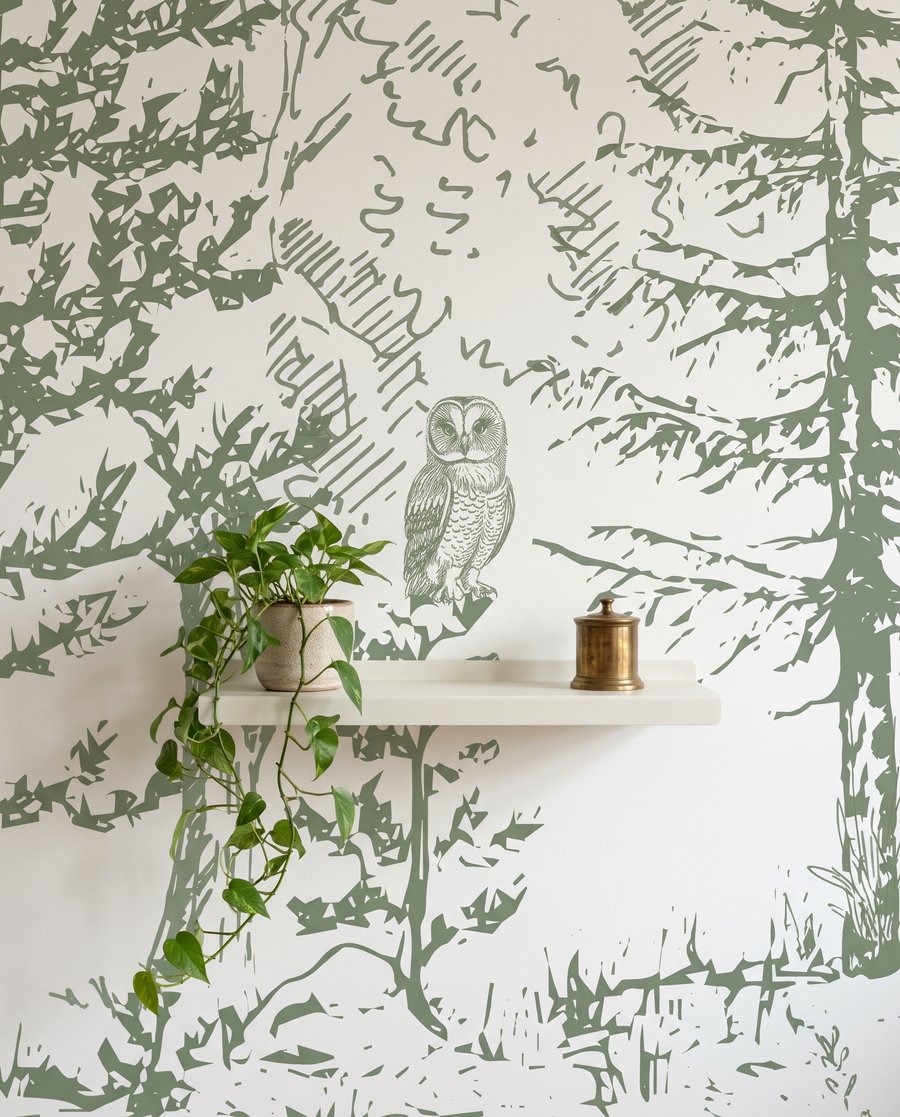 Bear in Woodland Etching — detail