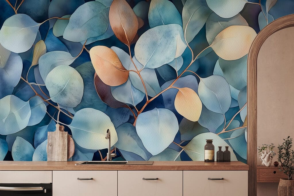 Blue leaves with ochre — interior 4