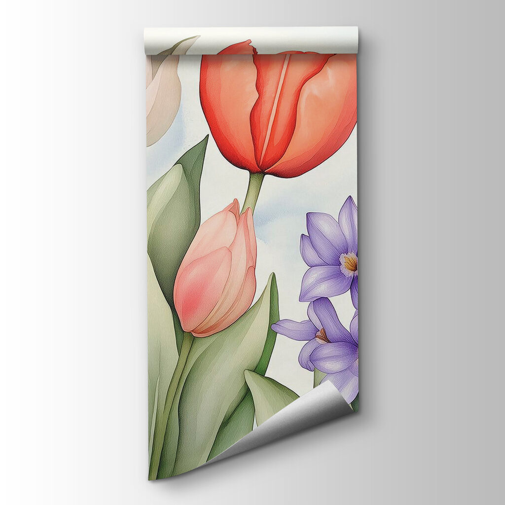 Tulips among purple flowers — product view