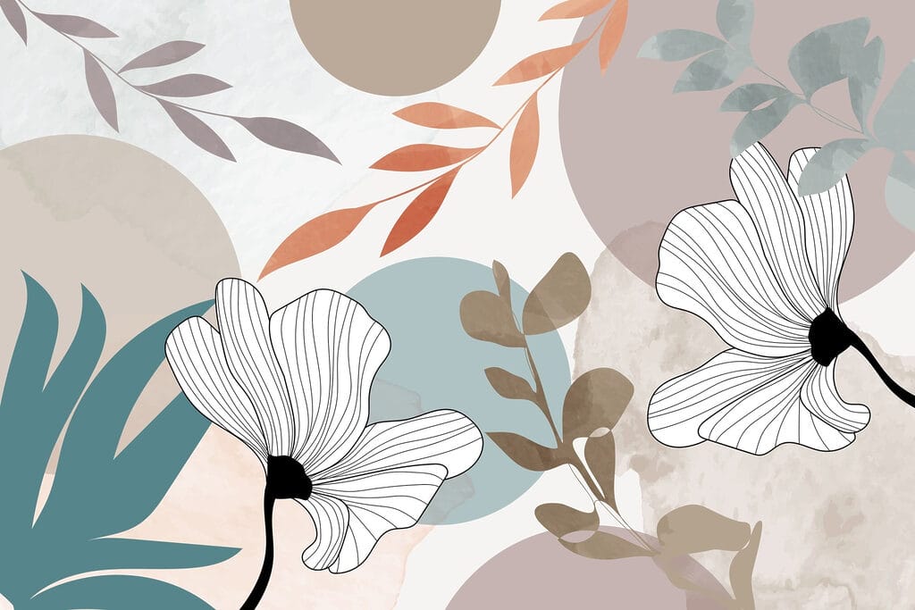 White flowers on colour — full design
