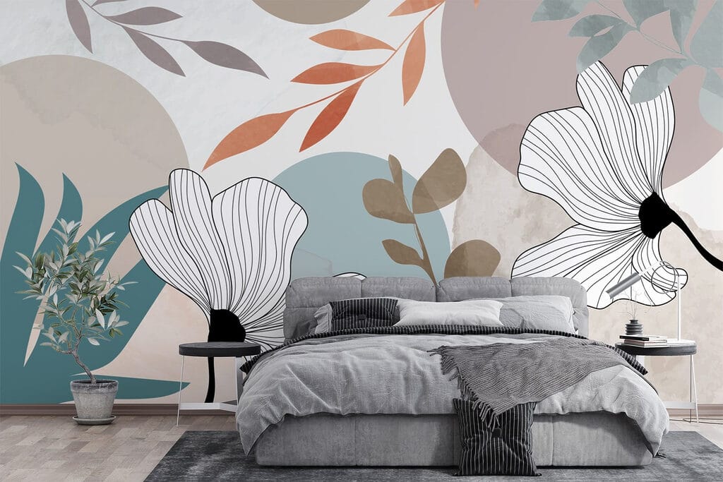 White flowers on colour — interior 1