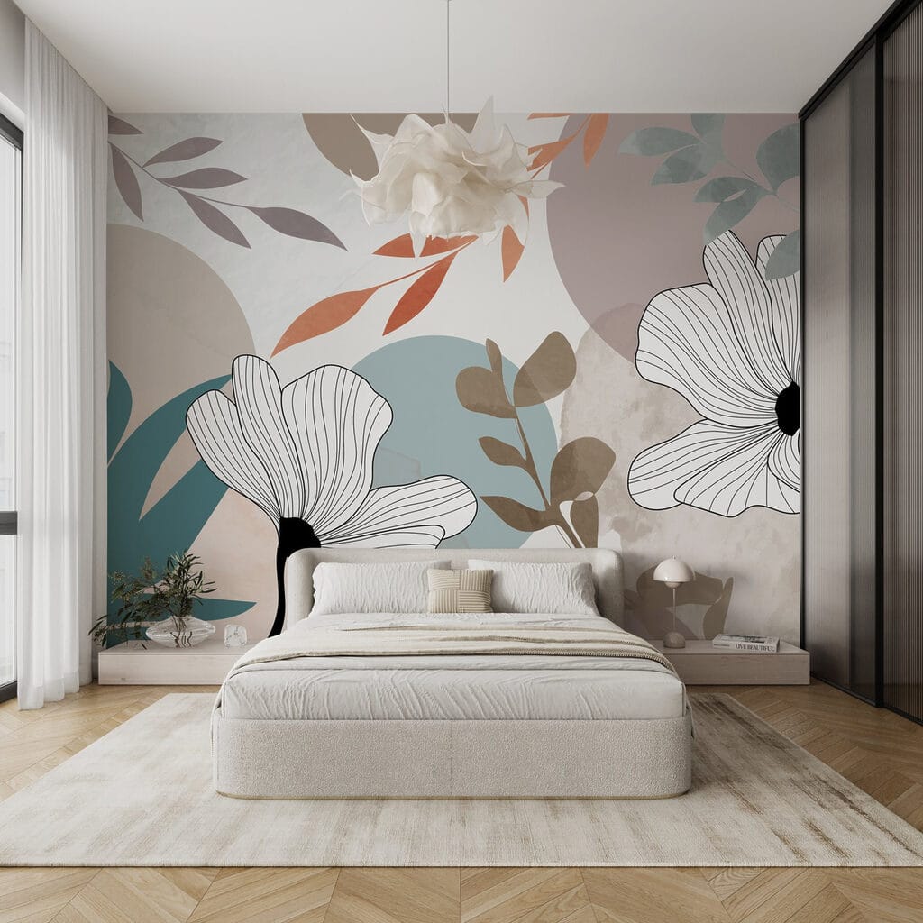 White flowers on colour — interior 2