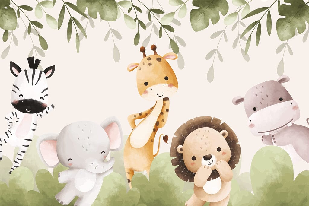 Zebra, lion and hippo — full design