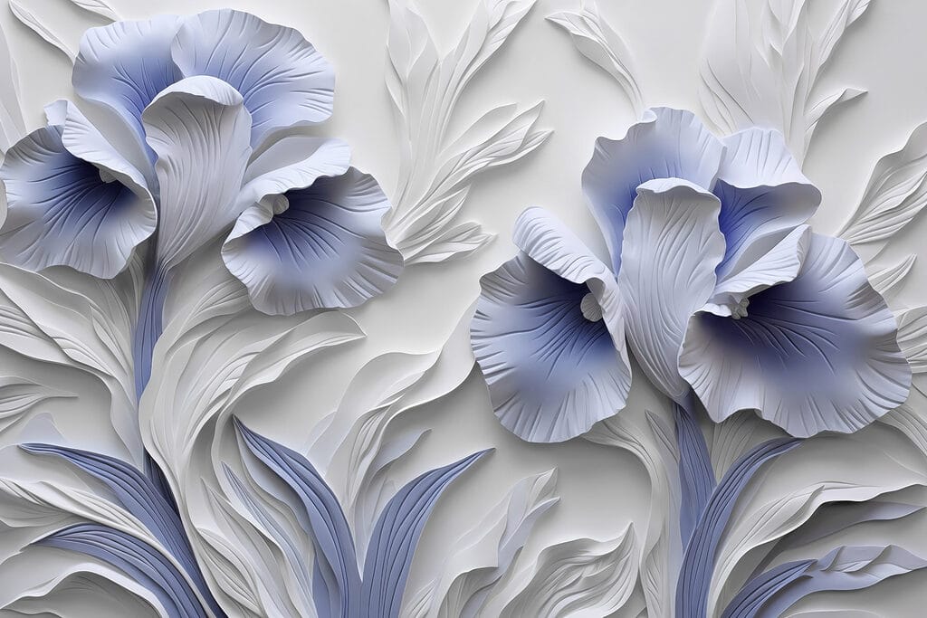 Blue flowers in relief — full design