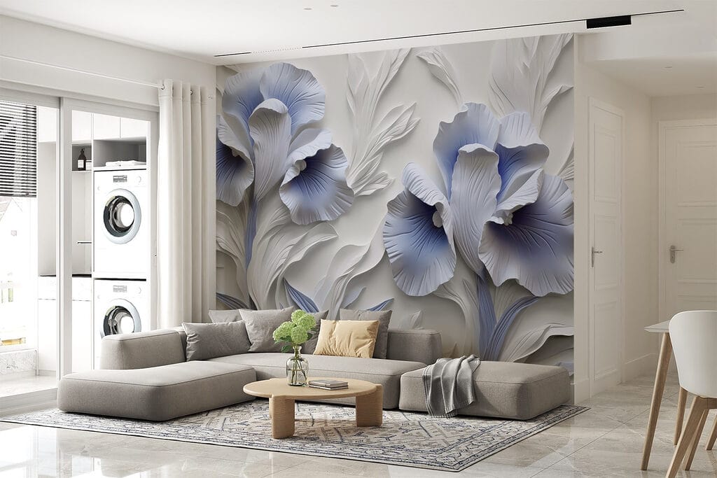 Blue flowers in relief — interior 2