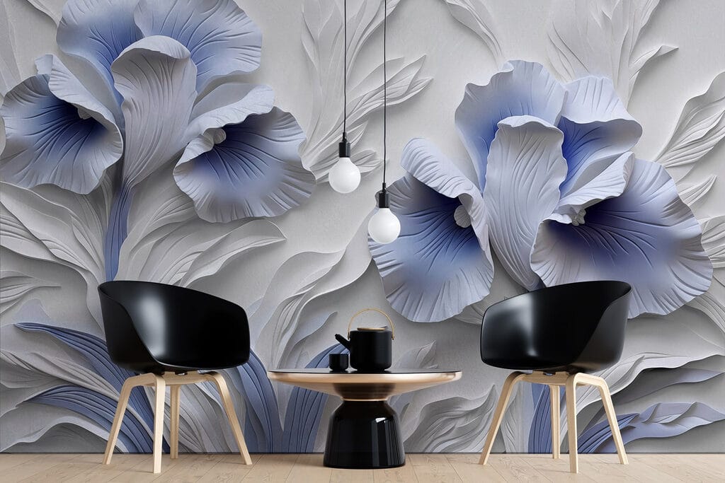 Blue flowers in relief — interior 3
