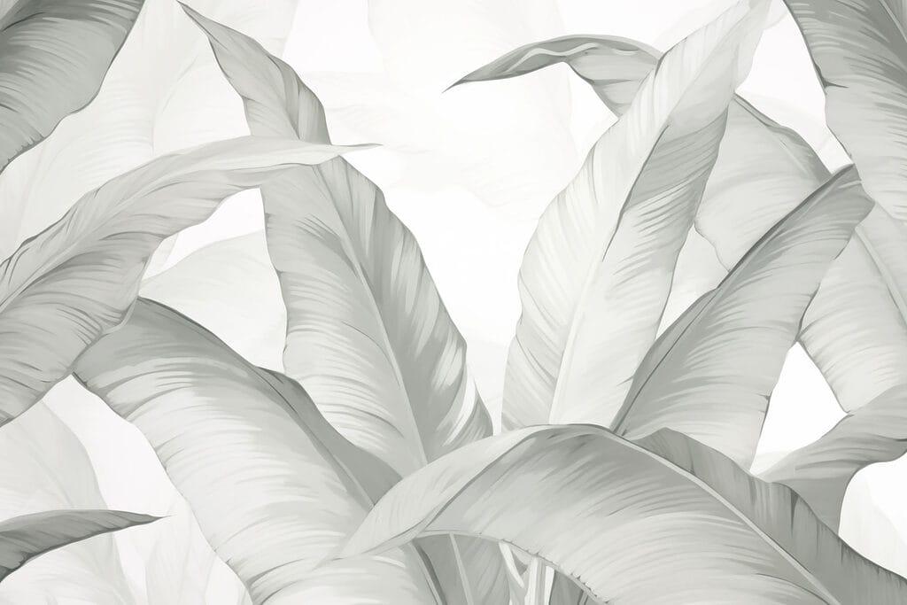 Large leaves on white — full design
