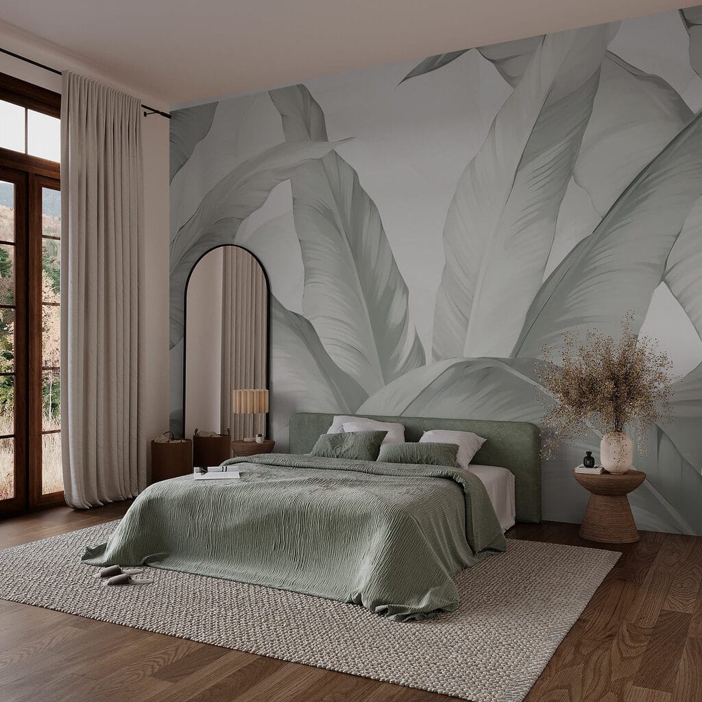 Large leaves on white — interior 2