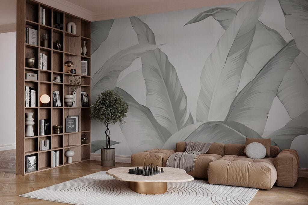 Large leaves on white — interior 3