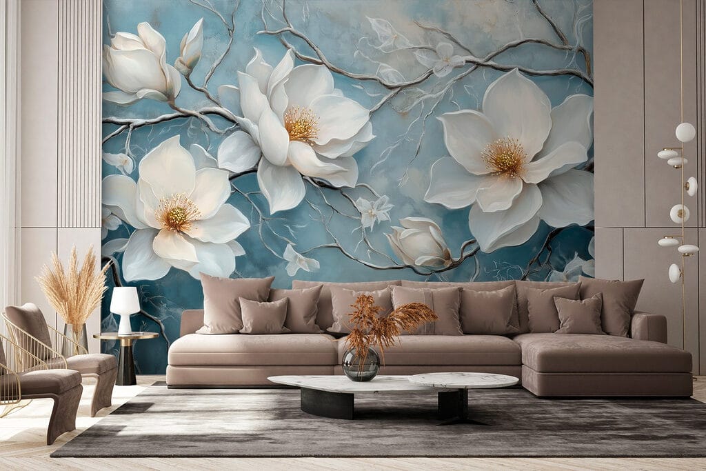 Magnolia on weathered blue — interior 4