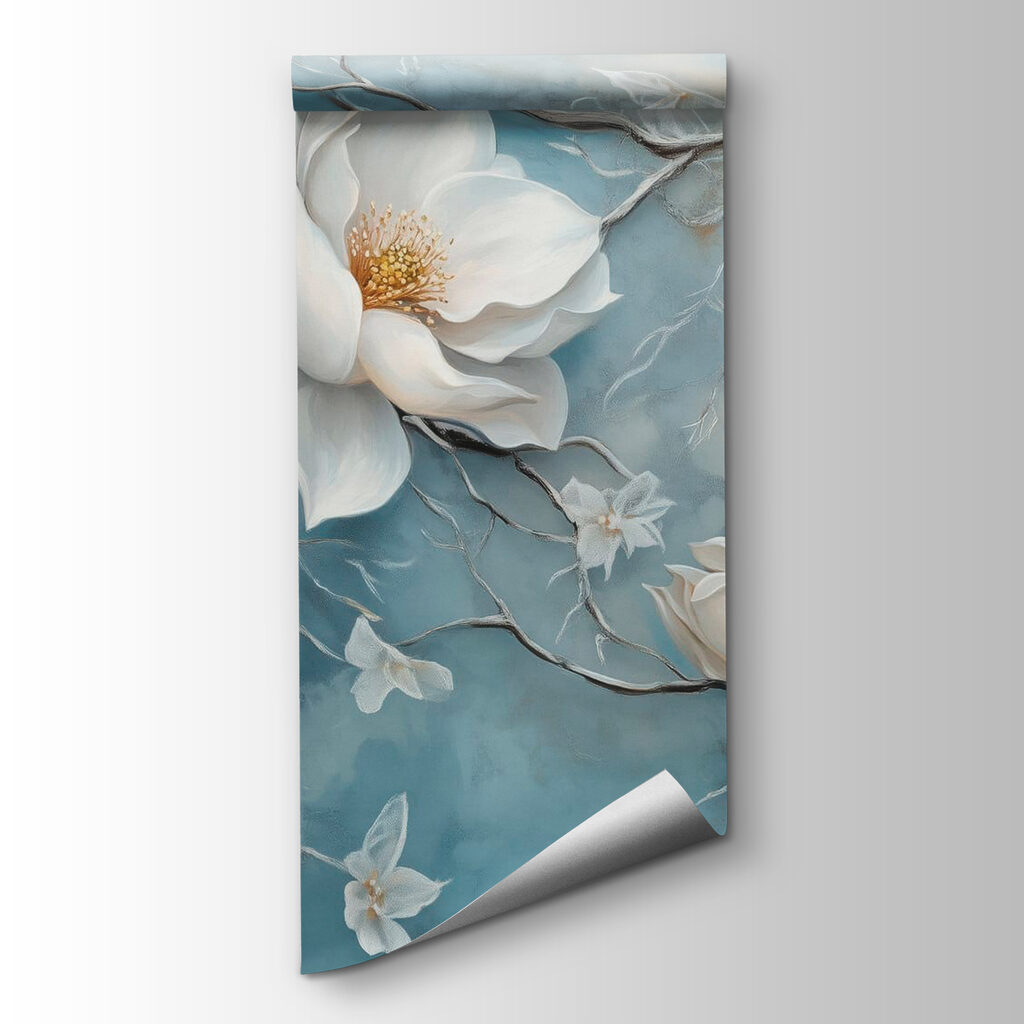 Magnolia on weathered blue — product view