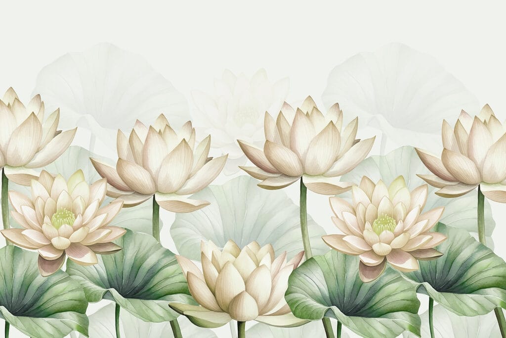 Lotuses on tall stems — full design