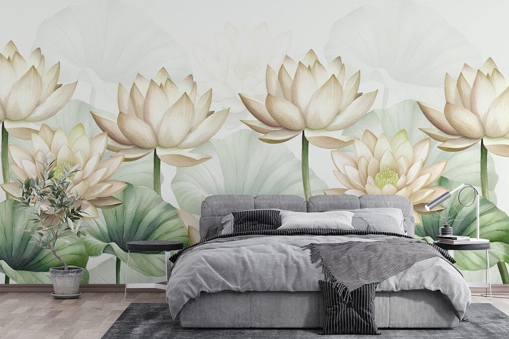 Lotuses on tall stems — interior 1