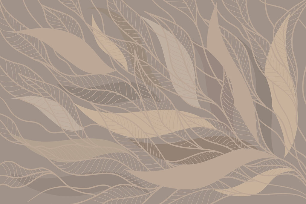 Leaves on warm taupe — full design