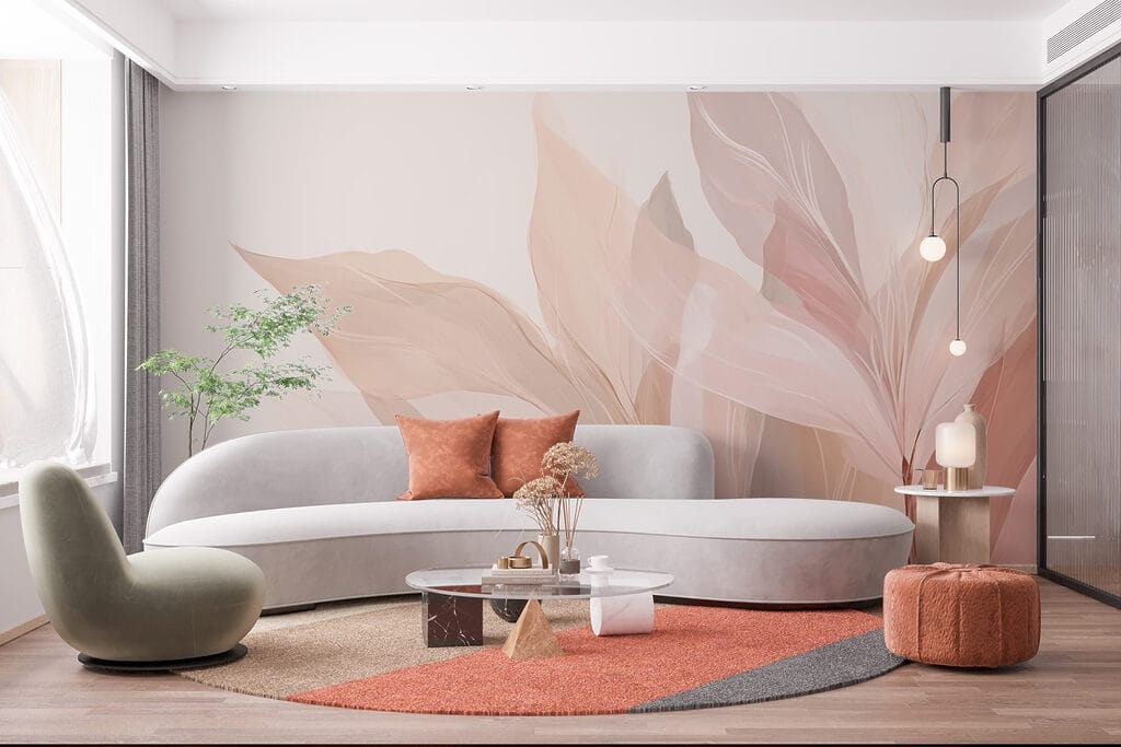 Pink leaves fanning out — interior 2