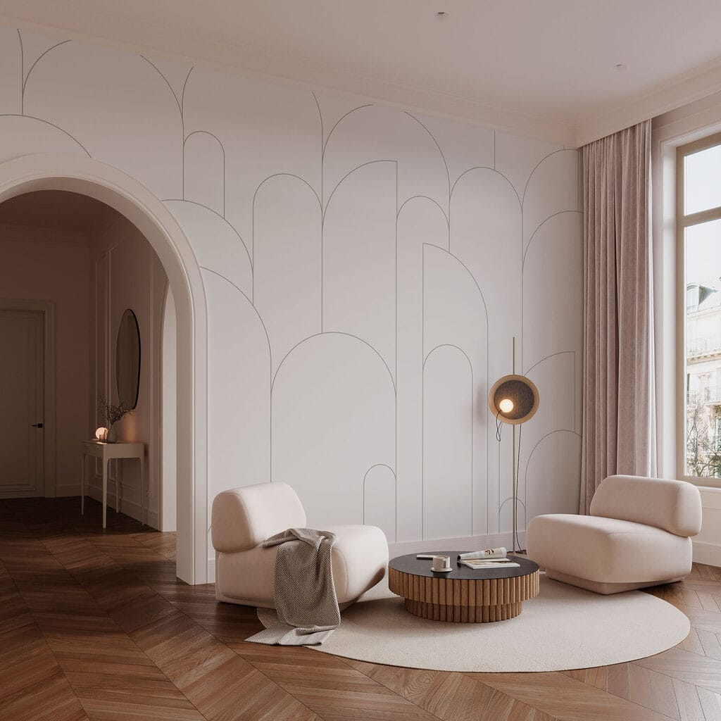 Fine arches on white — interior 1